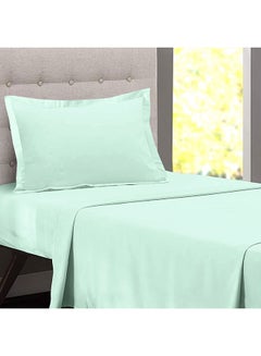 Buy 2-Piece 100% Long Staple Soft Sateen 400 Thread Count Weave Single Size Duvet Cover Set Includes 1xPillowcase 50x75+5 cm,1xDuvet Cover Cotton Mint Green in UAE