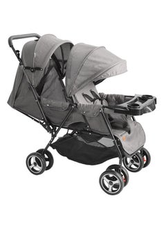 Buy Lightweight All Terrain Adjustable Pair Twin Baby Stroller - Light Grey Melange in Saudi Arabia