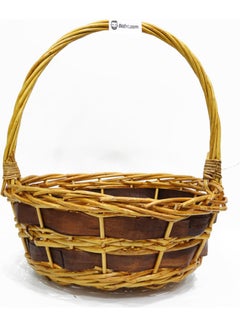 Buy Fabric Handmade Basket With Handle Multicolour 35x30x30cm in UAE