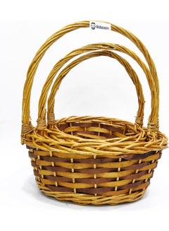 Buy Wicker Woven Multipurpose Natural Willow Basket with Handle Multicolour 35x30x30cm in UAE