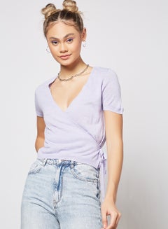 Buy Wrap Front Top Light Purple in UAE