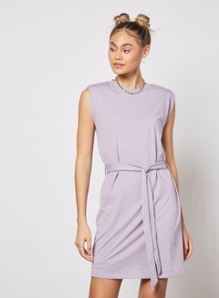 Buy Padded Shoulder Dress Light Purple in Saudi Arabia