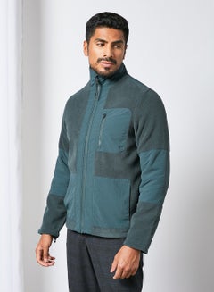 Buy High Neck Zip-Up Jacket Blue in UAE