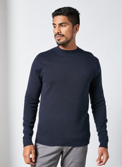 Buy Wide Crew Neck Sweater Blue in UAE