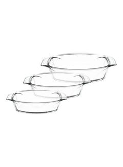 Buy Oval Oven Tray Set Of 3 Pieces- Clear - 2724557274643 Clear ‎39.8 x 29.2 x 10cm in Saudi Arabia