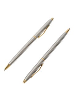 Buy 2-Piece Stainless Steel Medium Nib Fountain Pen Silver/Gold in UAE