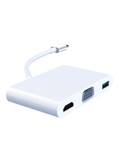 Buy 7-In-1 Type C Adapter Hub With 4K HDMI, VGA, 3.5mm Audio Jack, USB 3.0, 2.0 And C PD Quick Charge Port White in UAE