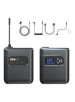 اشتري Wireless Lavalier Omnidirectional Microphone System With Transmitter And Receiver Lapel Mic Black في الامارات