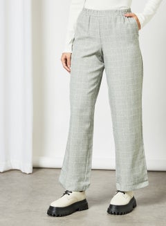 Buy Check Print Trousers Grey in UAE