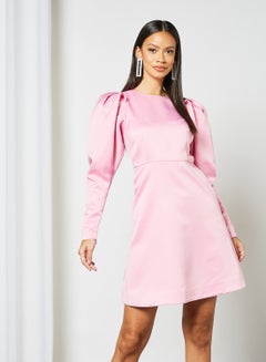 Buy Puff Sleeve Dress Pink in UAE