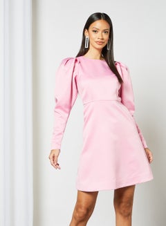 Buy Puff Sleeve Dress Pink in Saudi Arabia