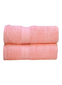 Buy 100% Cotton Premium 550 GSM Highly Absorbent, Quick Dry And Soft Feel Bathroom Towels Superior Quality Ring  Spun Cotton Luxury Towels Set Pink 73x147cm in UAE