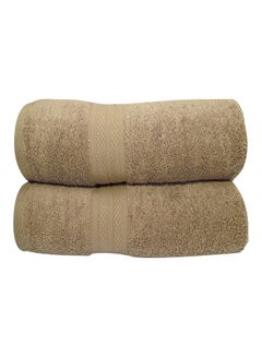 Buy 100% Cotton Premium 550 GSM Highly Absorbent, Quick Dry And Soft Feel Bathroom Towels Quality Ring  Spun Cotton Luxury Towels Set Camel 73x147cm in UAE