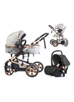Buy 4 In 1 Travel System W/T Car Seat Baby Stroller Bassinet, New Born Reversible Stroller, Car Seat Universal Fit For All Cars Multi Recline Seat, Infants Baby Kids Pram 0-12 Months-Grey in Saudi Arabia