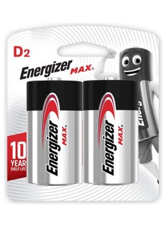Buy Max D2 Alkaline Batteries, 2 Pieces - 1.5 Volt Multicolour in UAE