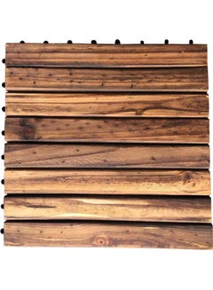 Buy 10-Piece Wood Interlocking Floor Tiles Brown 30x30x3cm in UAE