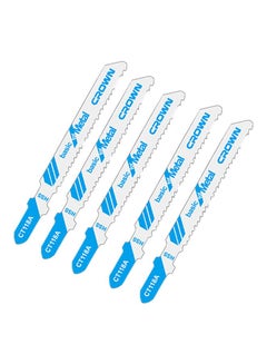 Buy 5-Piece Jig Saw Blade For Metal White/Blue 76 x 1.2mm in Saudi Arabia