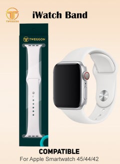 Buy Replacement Silicon Apple Watch Band for 45/44/42mm White in UAE