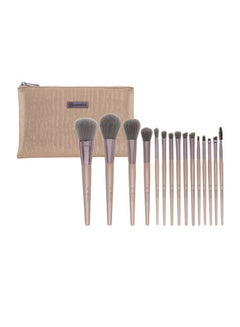 Buy 15-Piece Make Up Brush Set Beige/Grey in Egypt