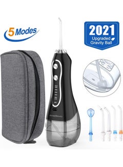 Buy Oral Hygiene Irrigator Cordless Floss Water Jet Dental Black 300ml in UAE