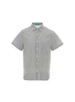 Buy Men Classic Checkered Short Sleeve Shirt Grey in UAE