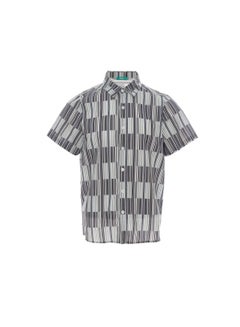 Buy Men Irregular Striped Short Sleeve Shirt Black in UAE