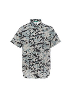 Buy Men Printed Short Sleeve Camouflage Print Shirt Green in UAE