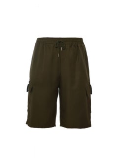 Buy Men Casual Trendy Drawstring waist shorts with Side Pockets Dark Green in UAE