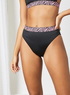 Buy High Waist Bikini Bottoms Black in Saudi Arabia