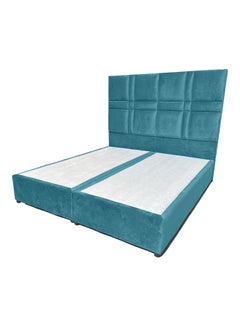 Buy Modern Design Straight Upholstered Velvet Back Bed Turquoise 100x200cm in Saudi Arabia