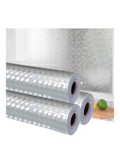 Buy 3-Roll Oil And Waterproof Stickers Aluminum Foil For Kitchen Silver 61x300cm in Saudi Arabia