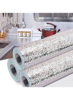 Buy 3-Roll Oil And Waterproof Stickers Aluminum Foil For Kitchen Silver 60x300cm in UAE