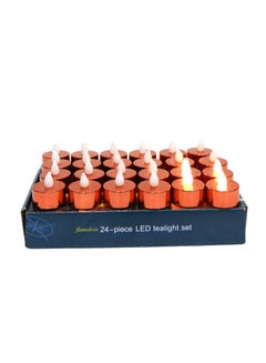 Buy 24-Piece Flameless Tealight LED Round Shape Candle Set Red 3.5x4cm in UAE
