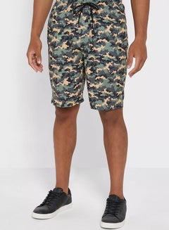 Buy Camouflage Mid Rise Casual Shorts Multicolour in UAE
