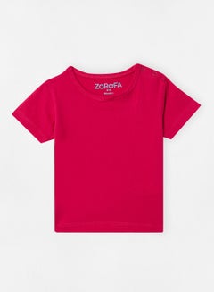 Buy Basic Plain T-Shirt Dark Pink in UAE