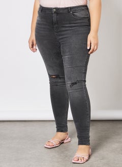 Buy Curvy High Waist Skinny Jeans Black in Saudi Arabia