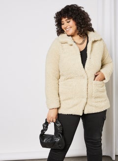 Buy Curvy Sherpa Jacket Beige in UAE