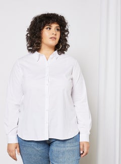 Buy Curvy Basic Long Sleeve Shirt White in UAE
