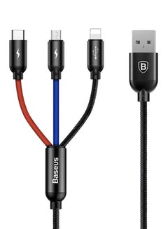 Buy Three Primary Series 3 in 1 Lightning, Type-C and Micro Usb 3.5A 30 cm Charging Cable Black/Red/Blue in Saudi Arabia