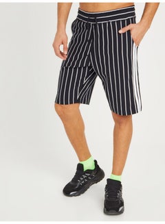 Buy Side Taping Detail Striped Knit Shorts Black in Saudi Arabia