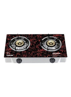 Buy Double Gas Burner With Automatic Ignition, FFD Protection, Whirlwind Flame, Stainless Steel Body, Tempered Glass Surface, Brass Burner, Full Safety NG9092GSF Black/red/silver in UAE