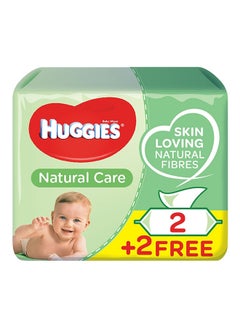 Buy Natural Care Baby Wipes, 224 Count (2+2 Free) - Skin Loving Natural Fibers, Aloe Vera in UAE