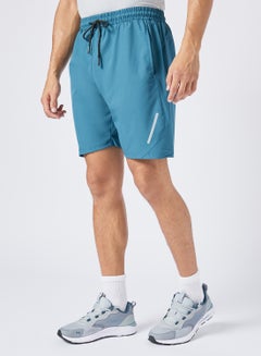 Buy Men's Drawstring Details Regular Fit Sports Shorts In Super Breathable Fabric With Side Pockets Blue in UAE