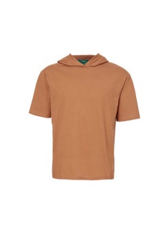 اشتري Casual Trendy T-shirt with Hood and Short Sleeves Khaki في الامارات