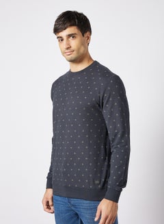 Buy All-Over Print Sweatshirt Navy in Saudi Arabia