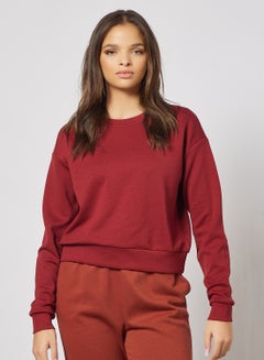 Buy Basic Long Sleeve Sweatshirt Maroon in Saudi Arabia