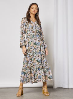Buy Floral Print Midi Dress Multicolour in Saudi Arabia