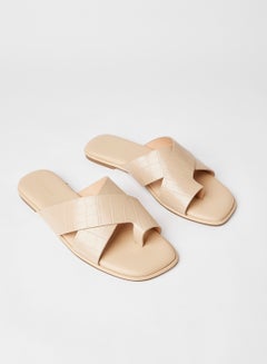 Buy Casual Comfortable Flat Sandals Beige in Saudi Arabia