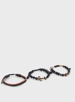 Buy 3 Pack Plaited Skull Bracelet in UAE