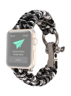 اشتري Umbrella Cord Braided Strap For Apple Watch Series 7 41mm/6 & Se & 5 & 4 40mm/3 & 2 & 1 38mm Black/White في الامارات